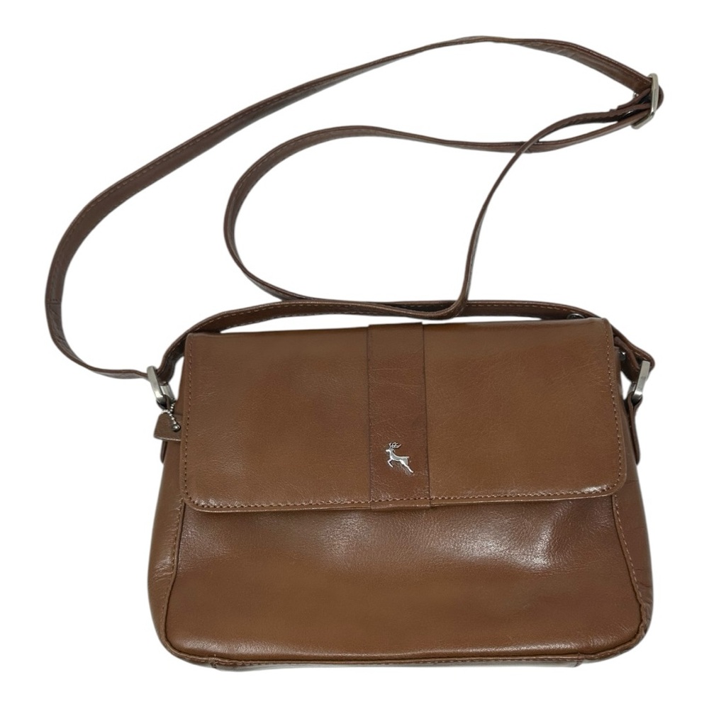 Ashwood Brown Leather Magnetic Closure Crossbody Bag